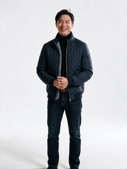 Henry - Diamond Quilted Full-Zip Jacket for Men - view 1