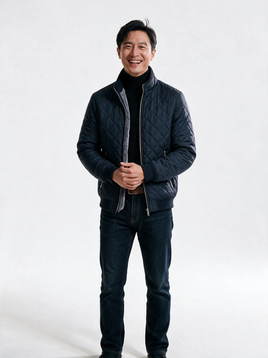 Henry - Diamond Quilted Full-Zip Jacket for Men - view 1