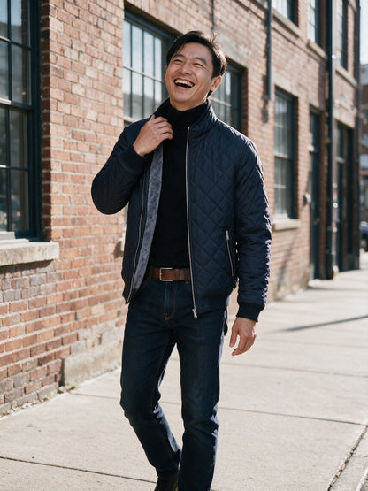Henry - Diamond Quilted Full-Zip Jacket for Men - view 4