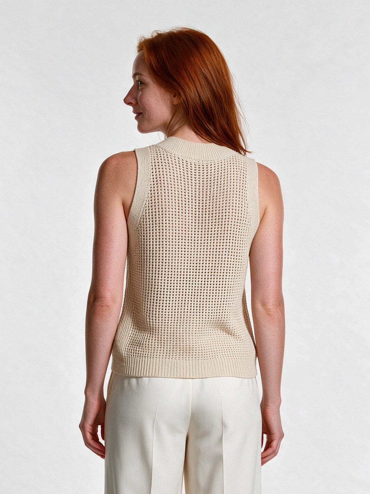 Hollis - Open Knit Crew Neck Tank Top - view 5