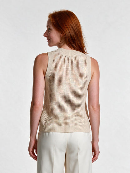 Hollis - Open Knit Crew Neck Tank Top - view 5