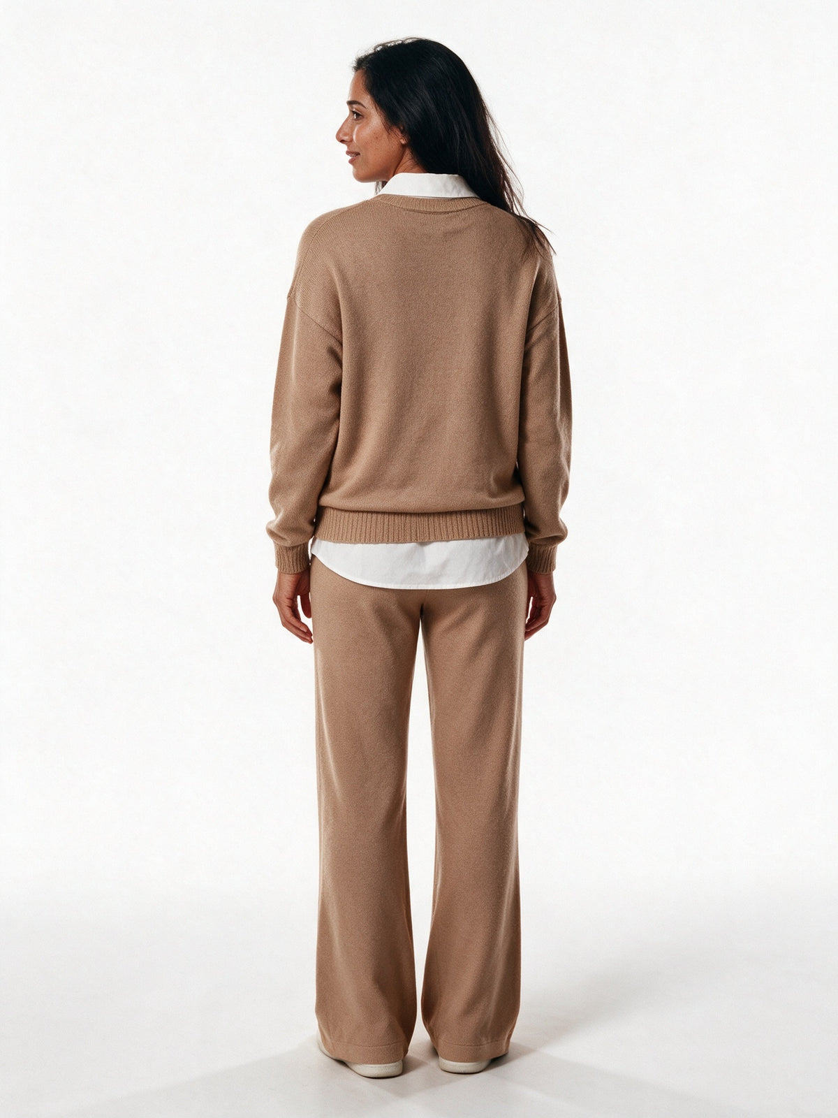 Honora - Women's Gold Button Sweater and Wide Leg Trouser Set - view 5