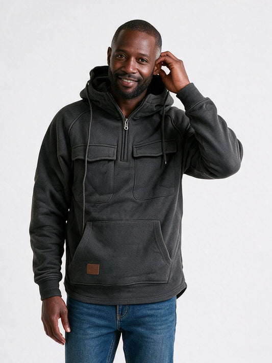 Hugo - Men's Quarter Zip Utility Hoodie with Pockets - view 1