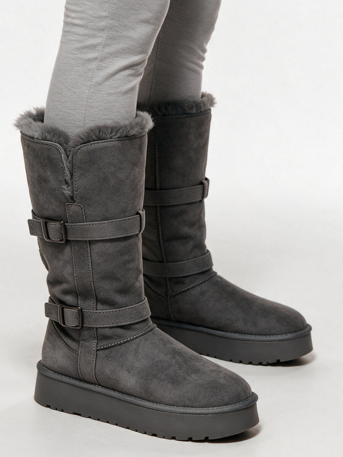 Idun - Women's Tall Pull On Boots with Buckle Straps - view 2