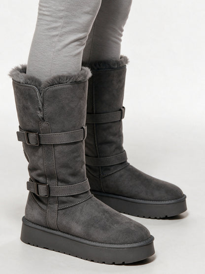 Idun - Women's Tall Pull On Boots with Buckle Straps - view 2