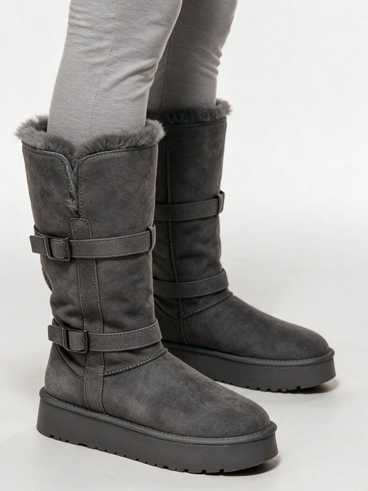 Idun - Women's Tall Pull On Boots with Buckle Straps - view 2