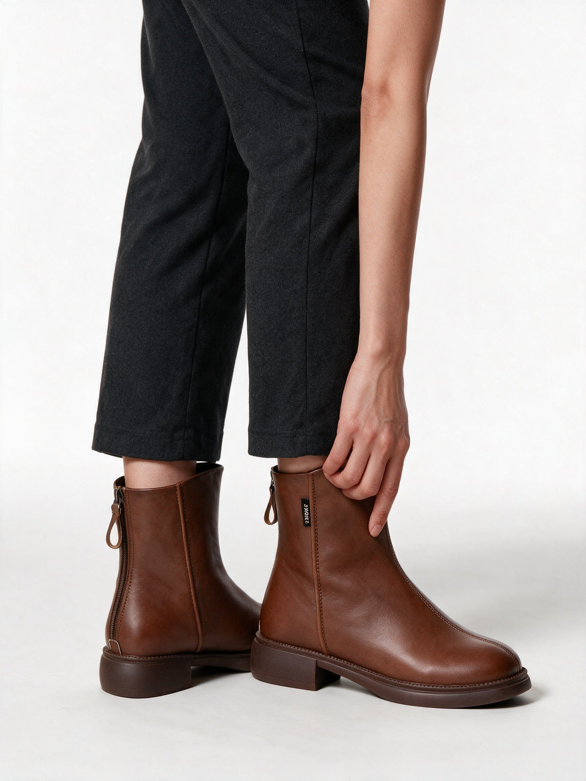 Imke - Women's Back Zip Ankle Boots with Low Block Heel - view 3