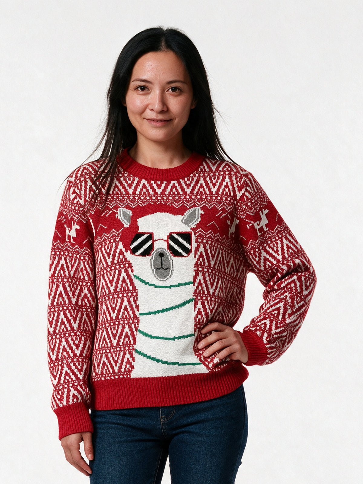 Ines - Women's Llama Sweater with Optional Lights - view 1