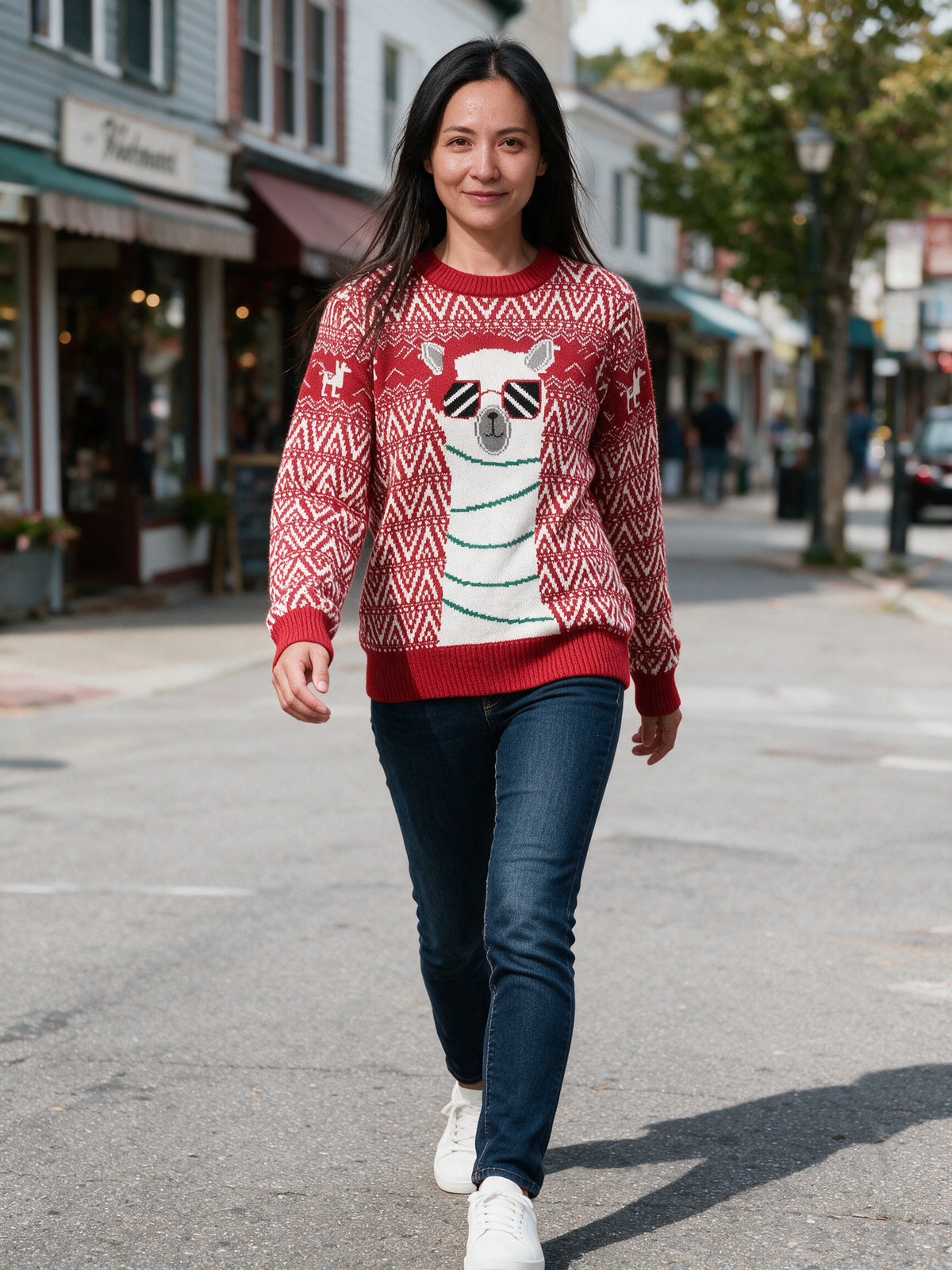 Ines - Women's Llama Sweater with Optional Lights - view 4