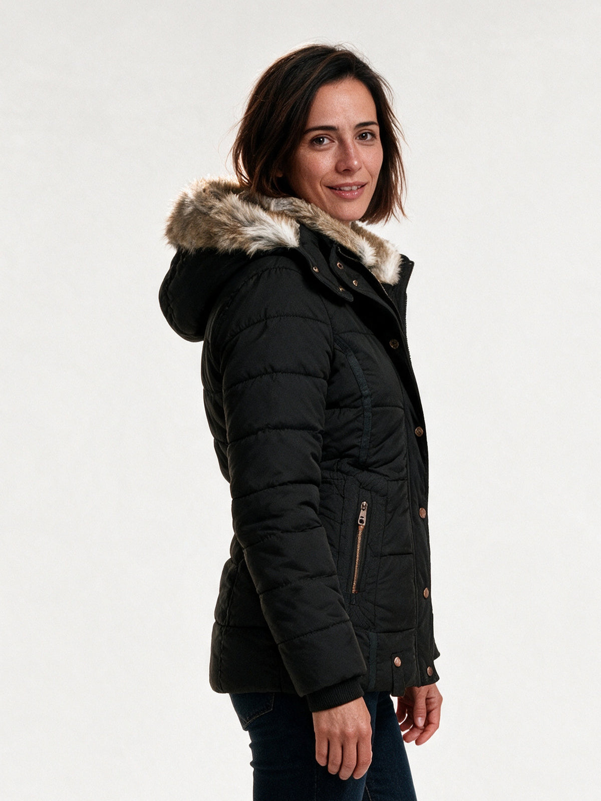 Ingrid - Women's Quilted Hooded Jacket with Lined Hood - view 2