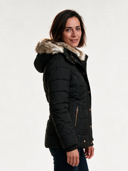 Ingrid - Women's Quilted Hooded Jacket with Lined Hood - view 2