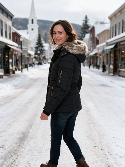 Ingrid - Women's Quilted Hooded Jacket with Lined Hood - view 4