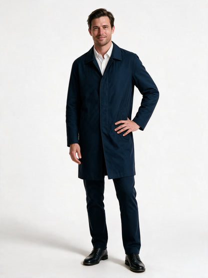 Isaac - Men's Long Button Front Coat with Notch Lapel - view 1