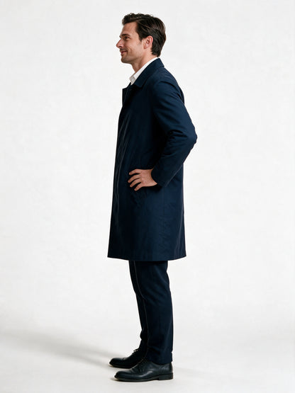 Isaac - Men's Long Button Front Coat with Notch Lapel - view 2