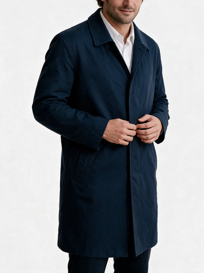 Isaac - Men's Long Button Front Coat with Notch Lapel - view 3