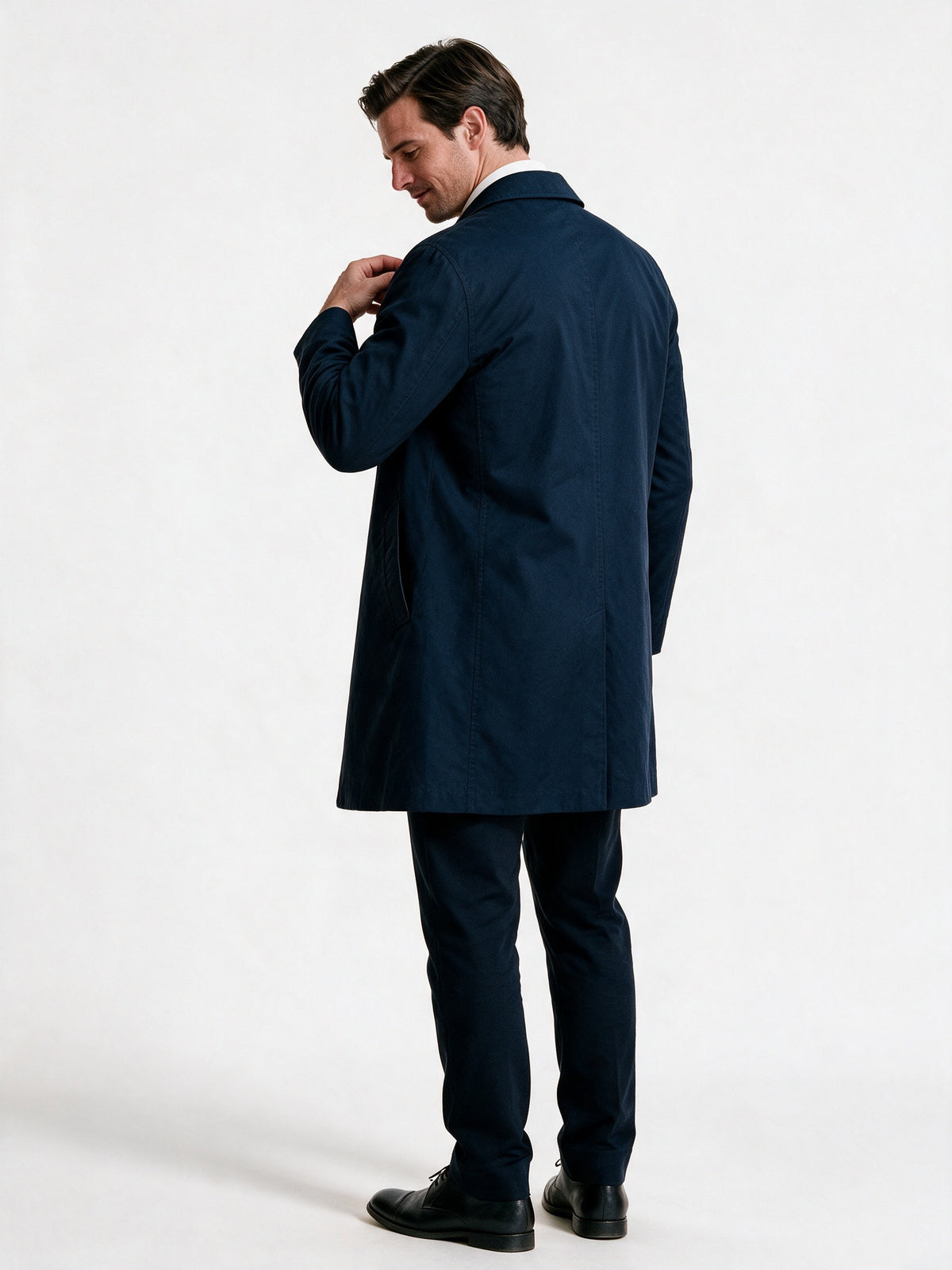 Isaac - Men's Long Button Front Coat with Notch Lapel - view 5