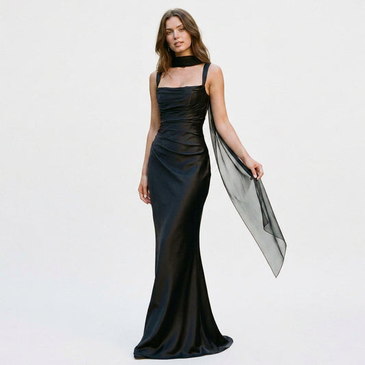 Isabella - Elegant Black Maxi Dress for Women