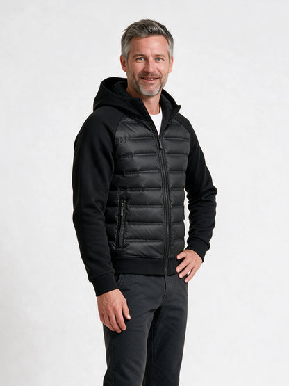 Ivar - Men's Quilted Hooded Jacket with Knit Sleeves - view 2