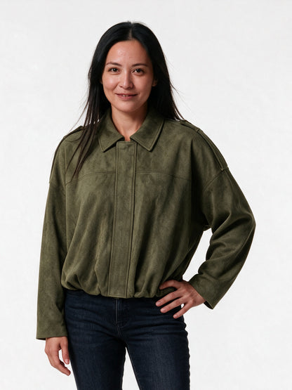 Ivonne - Women's Oversized Collared Bomber Jacket - view 1