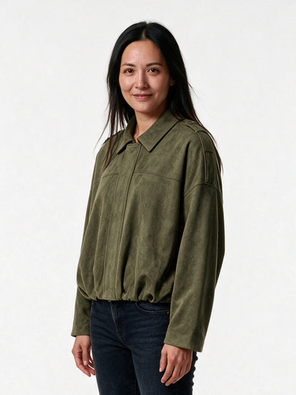 Ivonne - Women's Oversized Collared Bomber Jacket - view 2