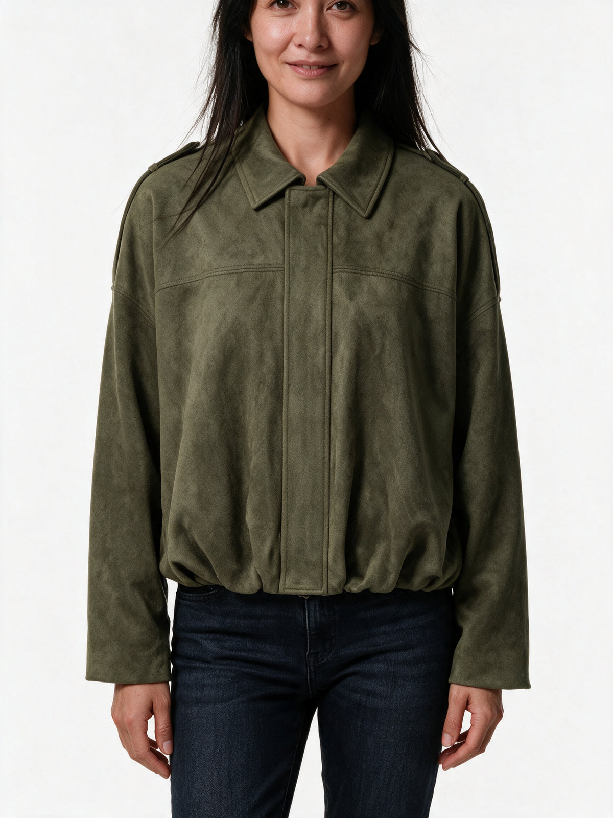 Ivonne - Women's Oversized Collared Bomber Jacket - view 3
