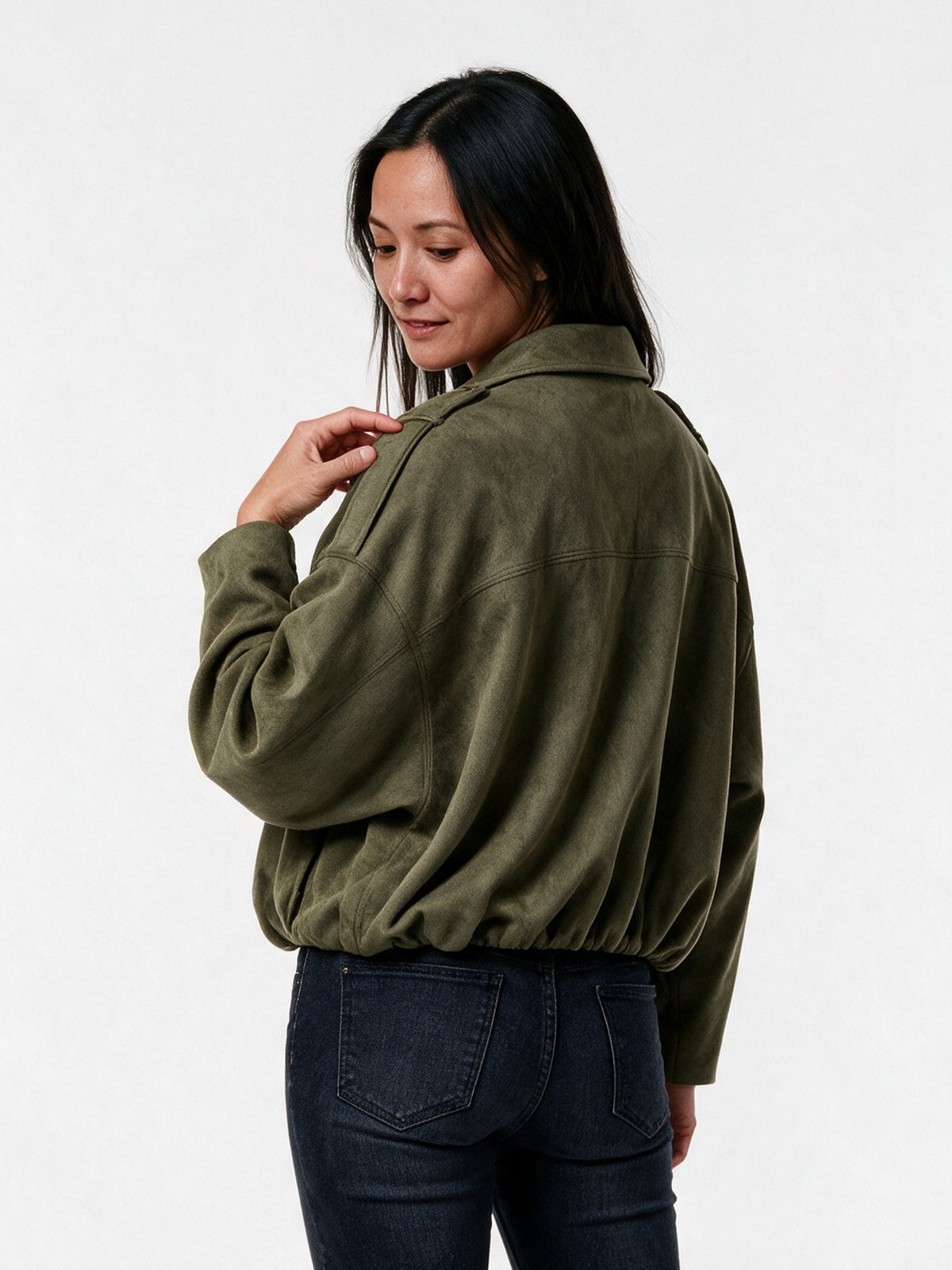 Ivonne - Women's Oversized Collared Bomber Jacket - view 5
