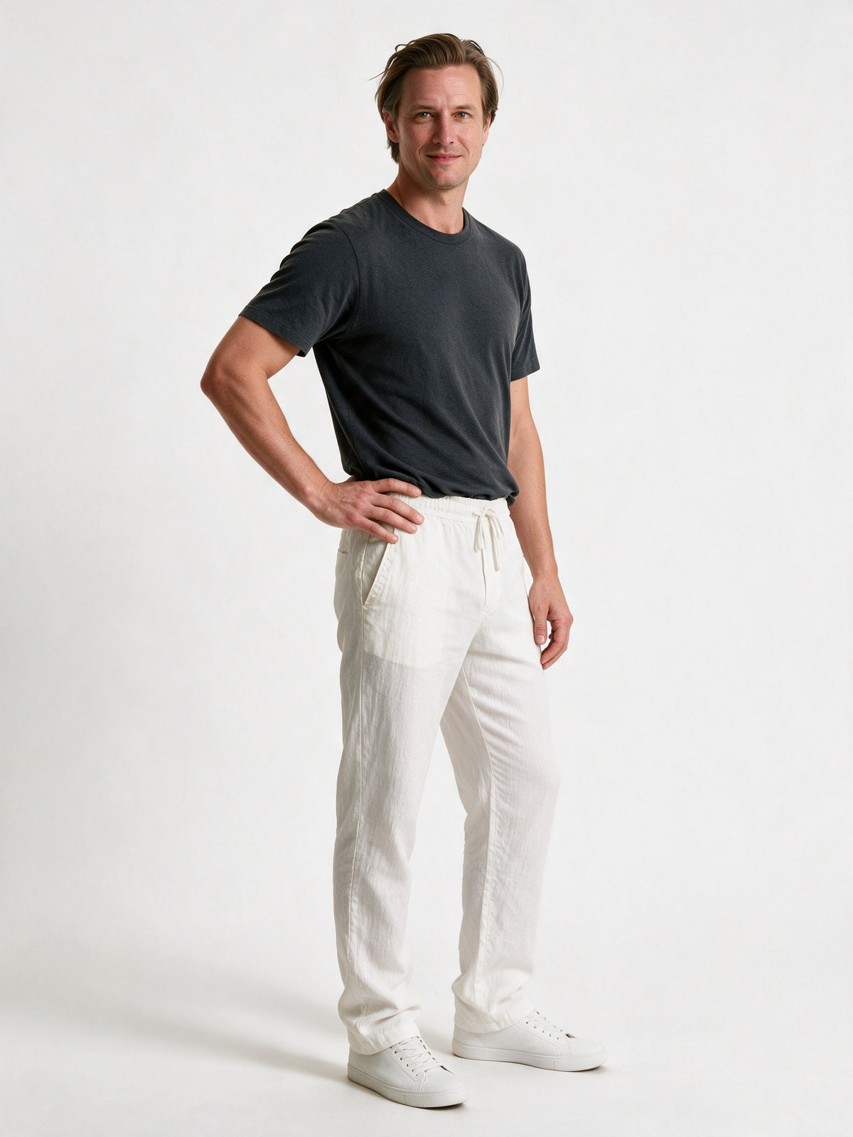 Jonas - Men's Lightweight Relaxed Drawstring Trousers - view 2