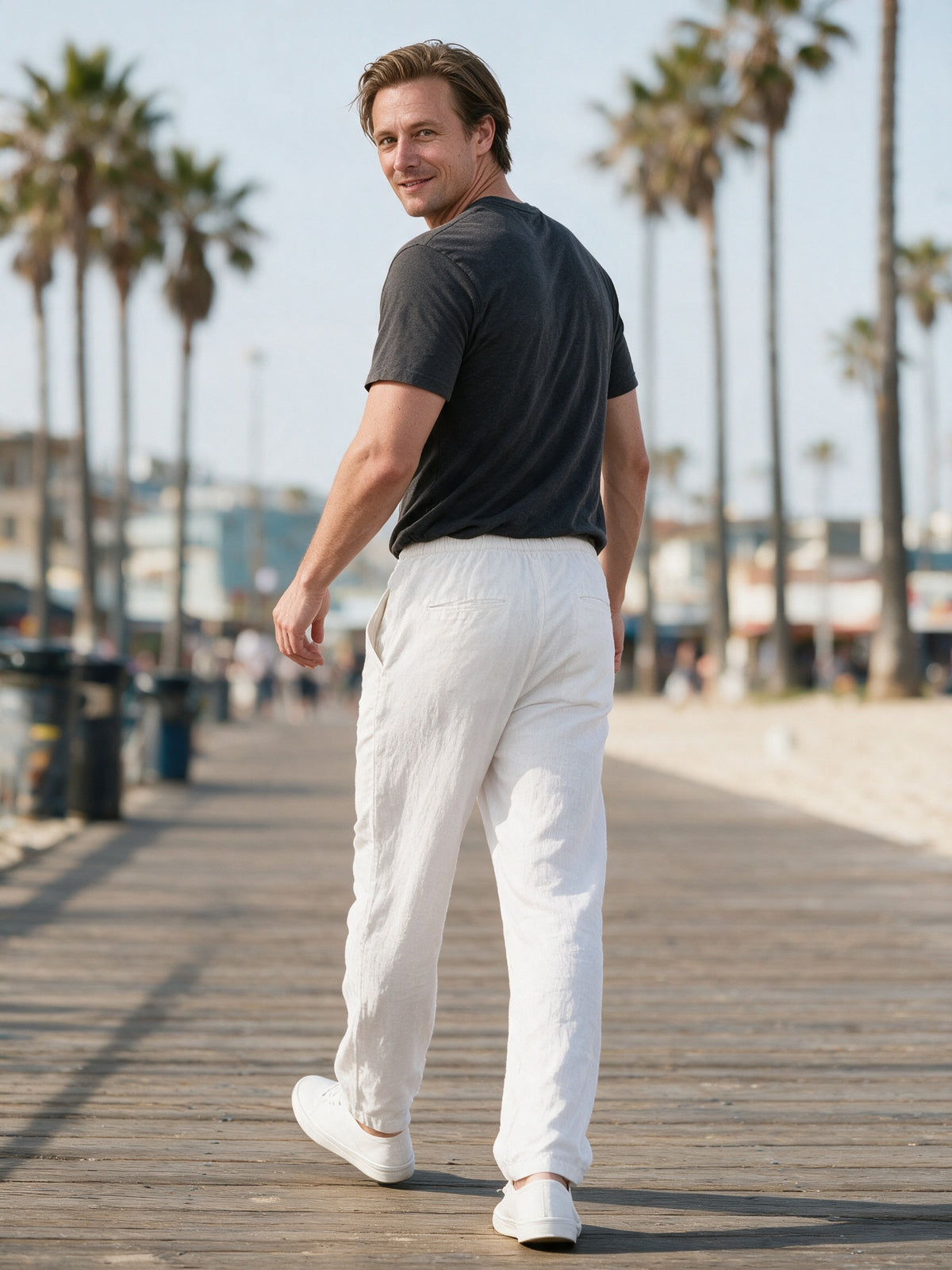 Jonas - Men's Lightweight Relaxed Drawstring Trousers - view 4