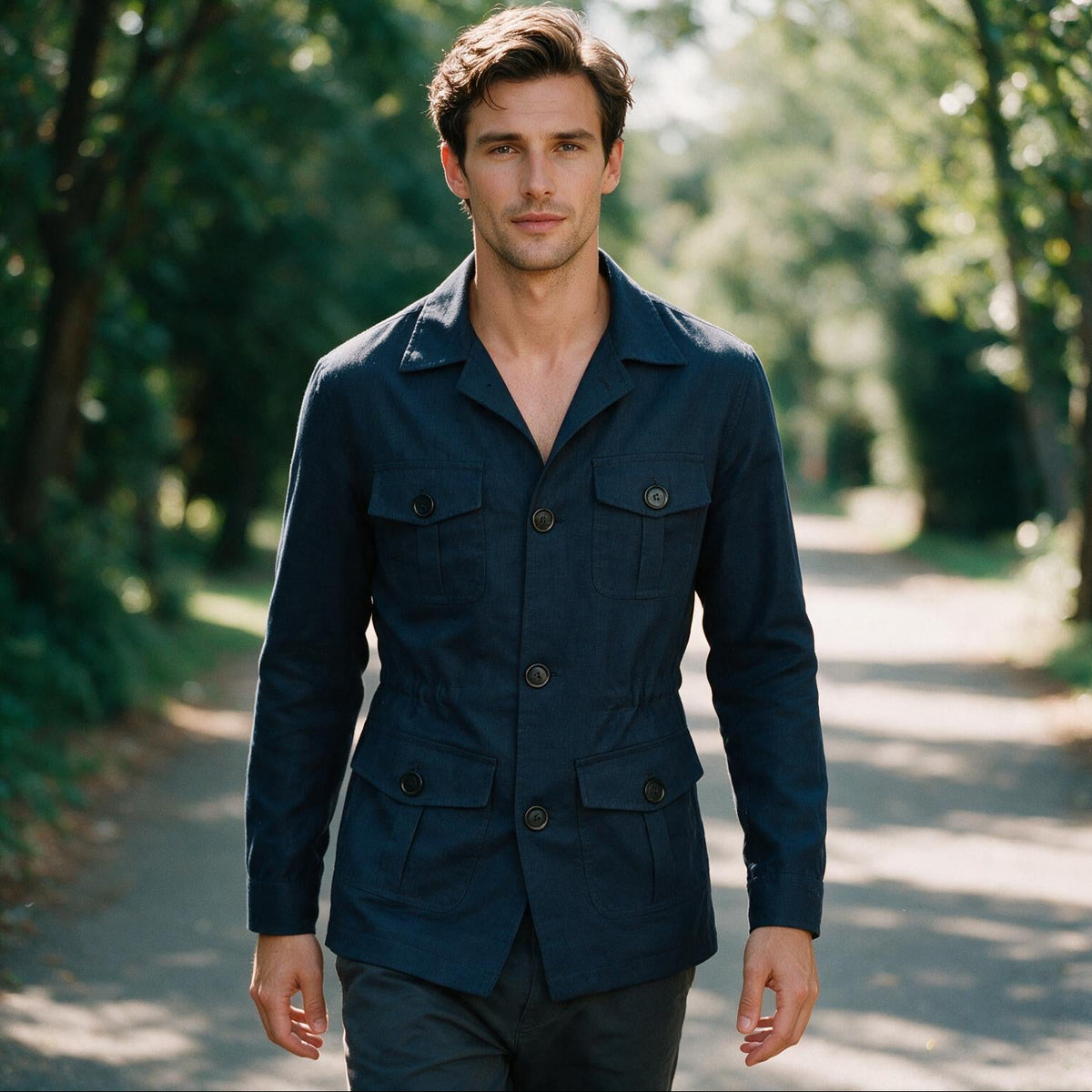 Joshua - Stylish Retro Linen Safari Jacket for Men