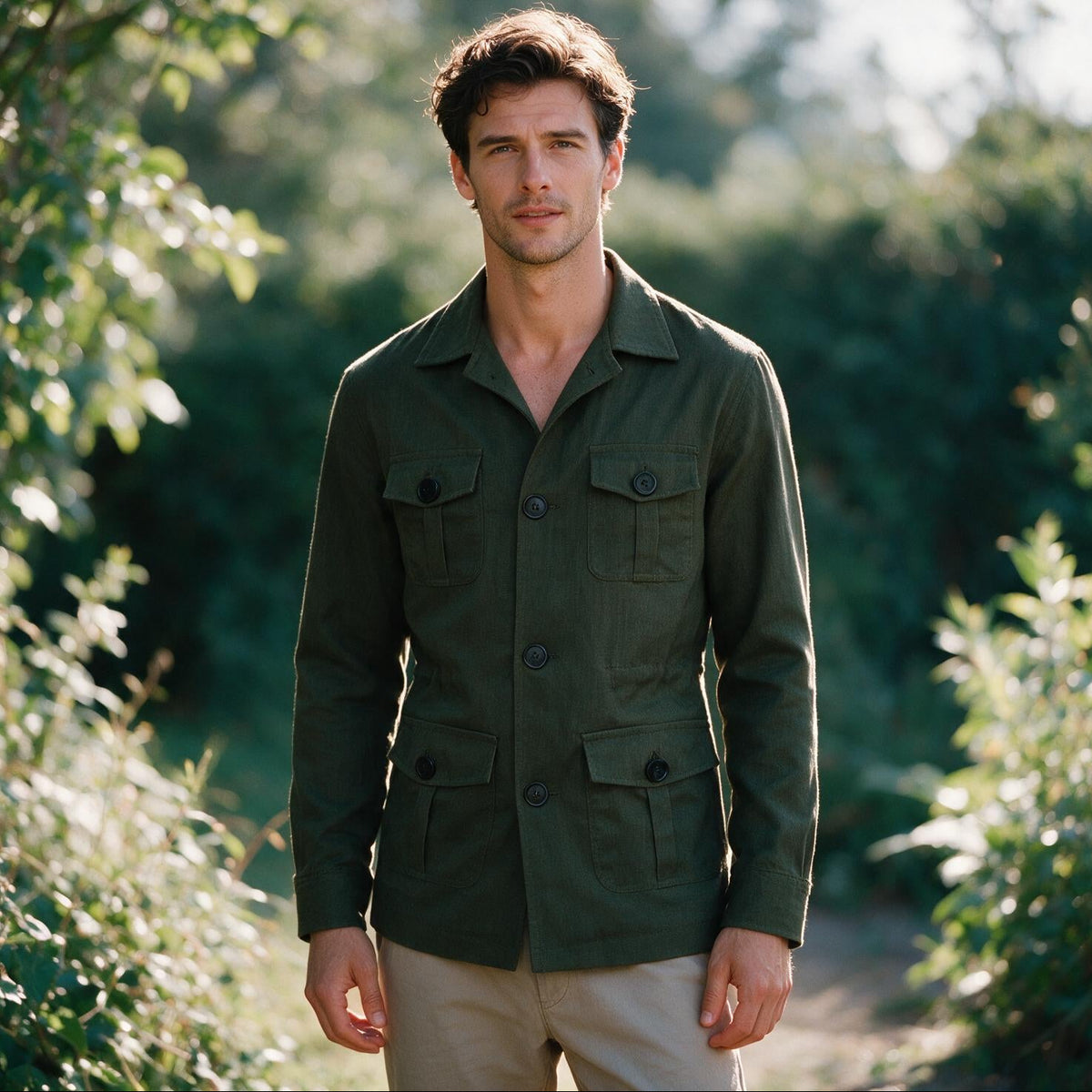 Joshua - Stylish Retro Linen Safari Jacket for Men