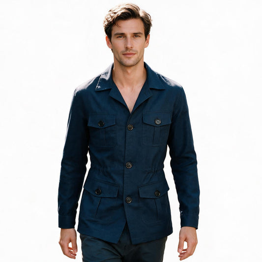 Joshua - Stylish Retro Linen Safari Jacket for Men