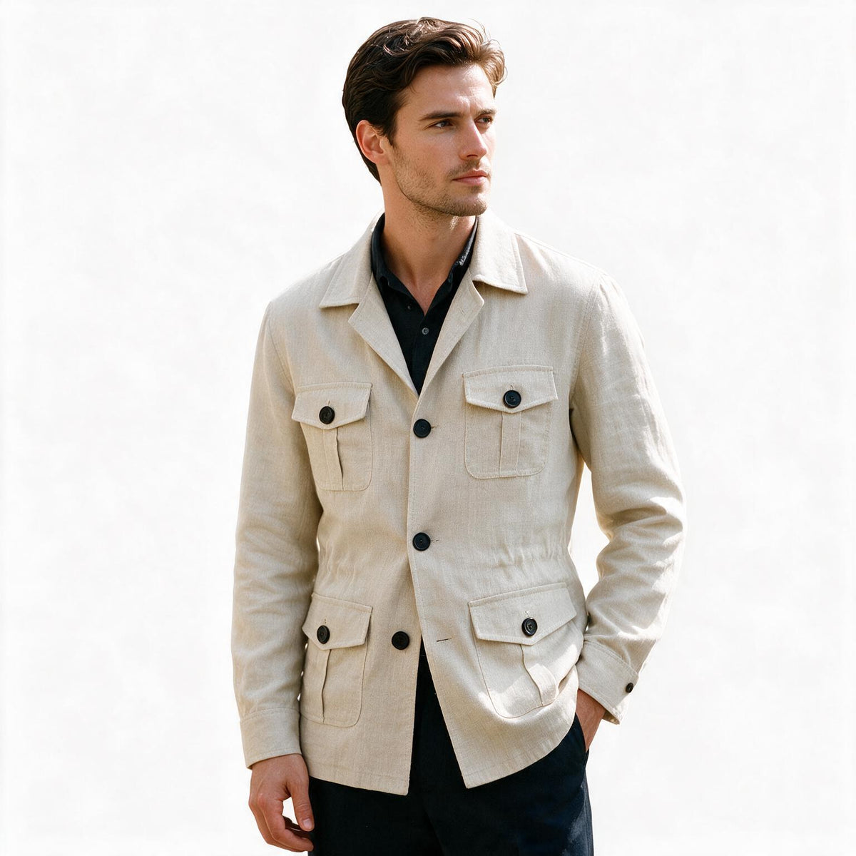 Joshua - Stylish Retro Linen Safari Jacket for Men