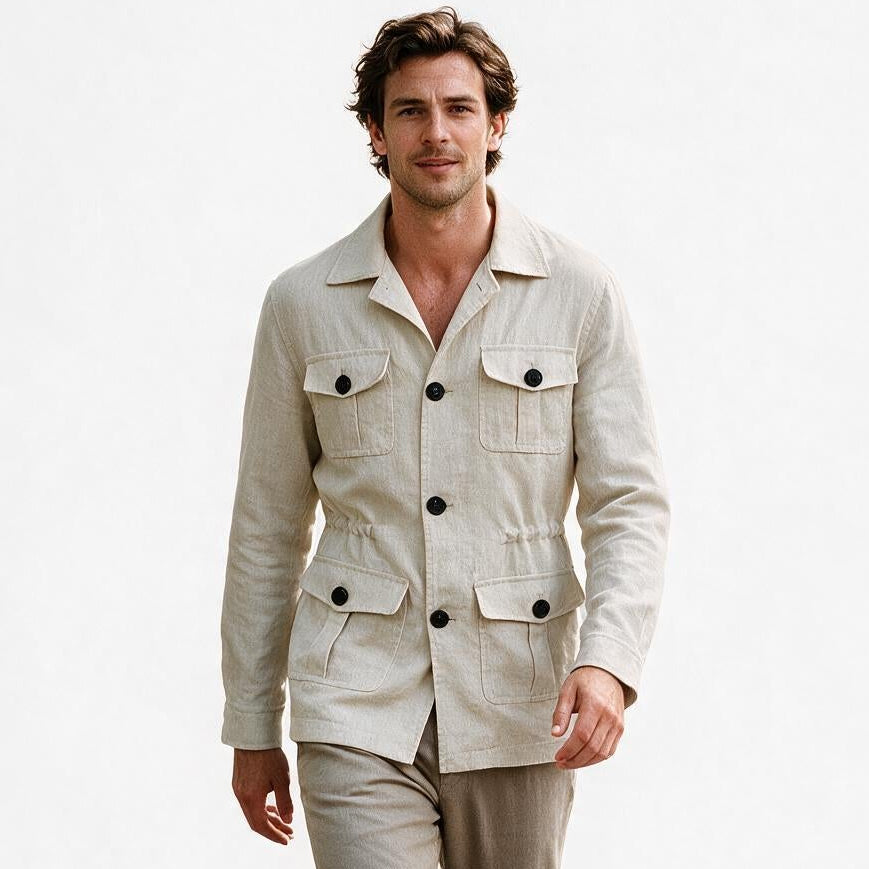 Joshua - Stylish Retro Linen Safari Jacket for Men