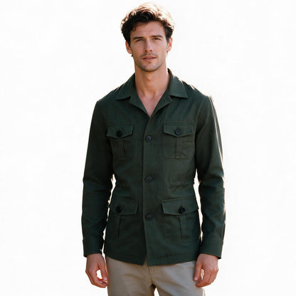 Joshua - Stylish Retro Linen Safari Jacket for Men
