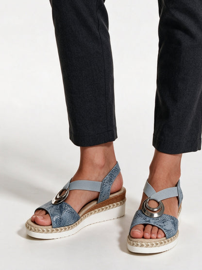 Juno - Women's Ring Strap Espadrille Wedge Sandals - Denim Blue