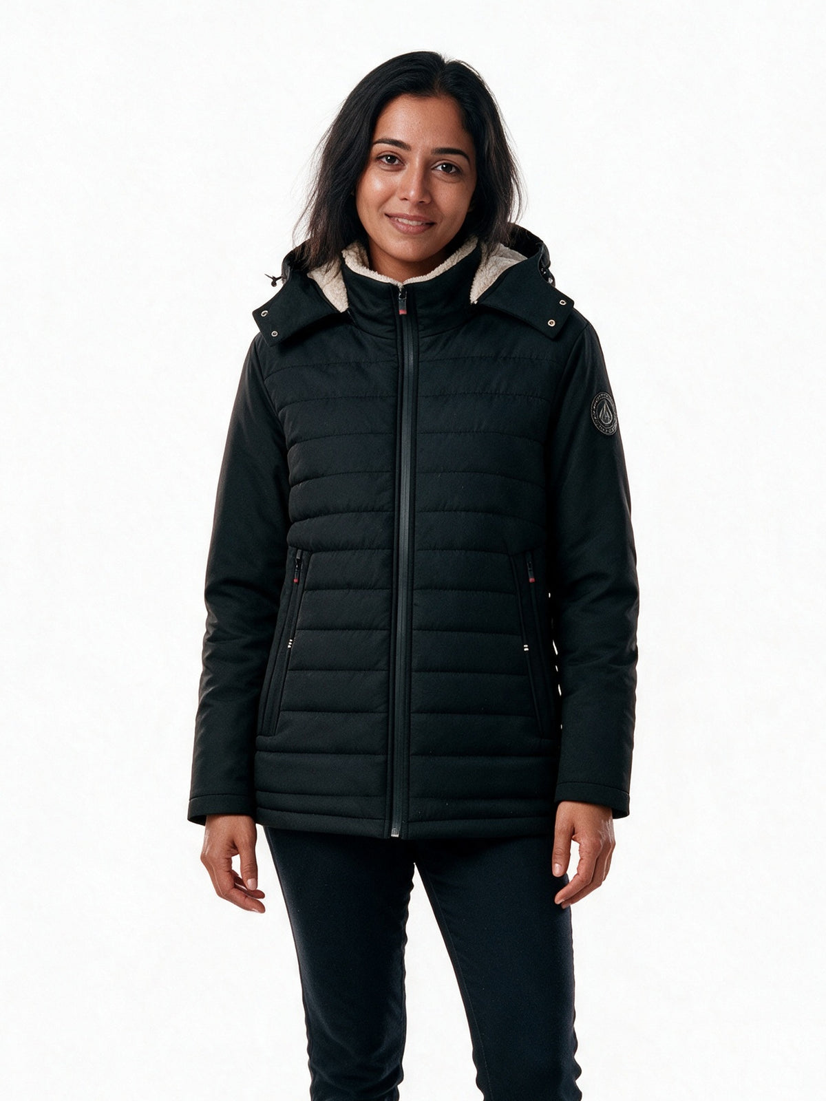 Karla - Women's Fluffy Lined Hooded Quilted Jacket - view 1