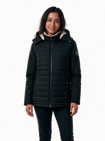 Karla - Women's Fluffy Lined Hooded Quilted Jacket - view 1