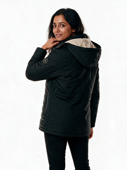Karla - Women's Fluffy Lined Hooded Quilted Jacket - view 5