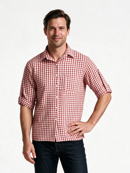 Kaspar - Bavarian Gingham Check Trachten Shirt - view 1