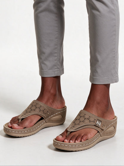Kaylie - Cushioned Wedge Thong Sandals for Women - view 1