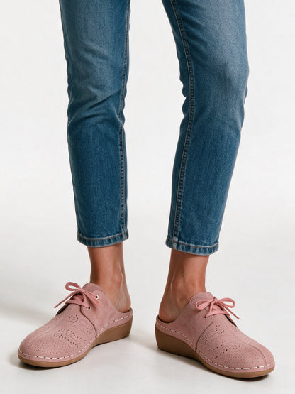 Kiara - Women's Lace Up Backless Wedge Shoes - view 1