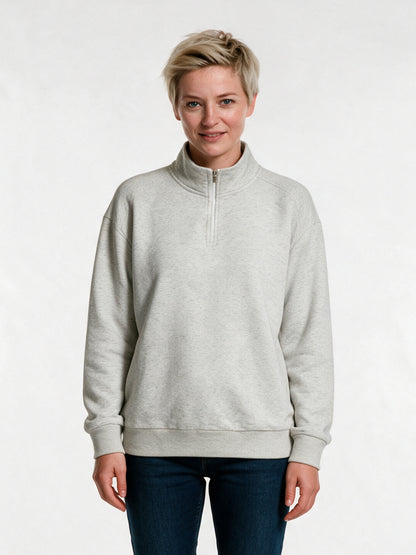Knut - Unisex Half Zip Stand Collar Sweatshirt - Heather Grey