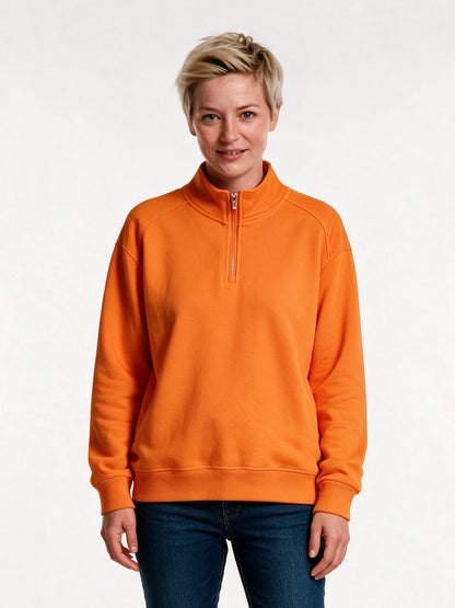 Knut - Unisex Half Zip Stand Collar Sweatshirt - Orange