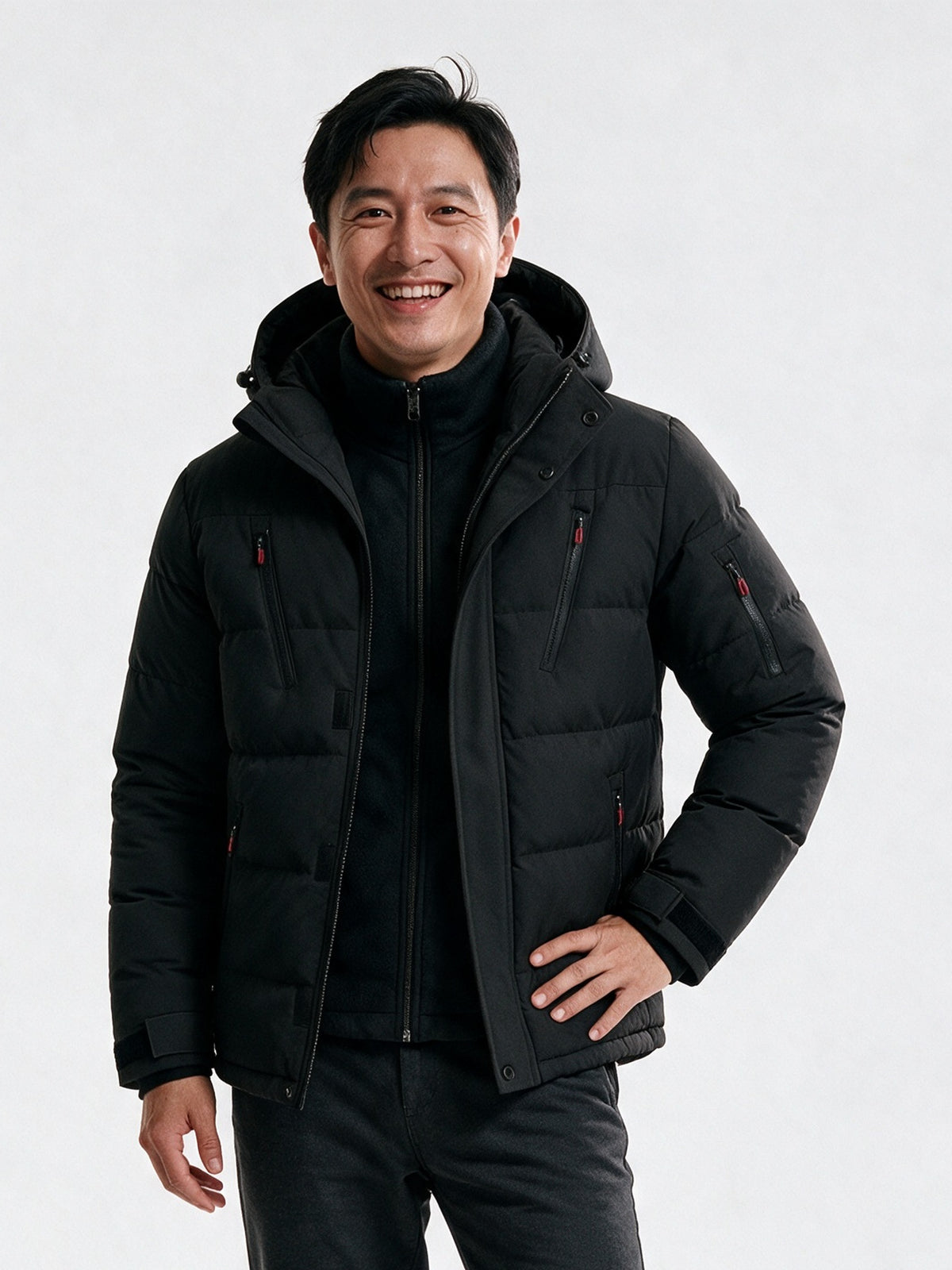 Lasse - Men's Hooded Quilted Puffer Jacket - Black