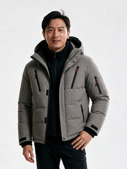 Lasse - Men's Hooded Quilted Puffer Jacket - Gray