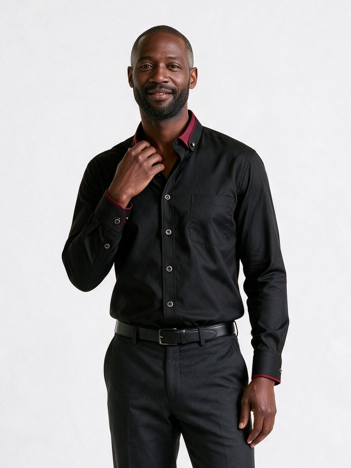 Laurence - Men's Contrast Collar Long Sleeve Dress Shirt - view 1