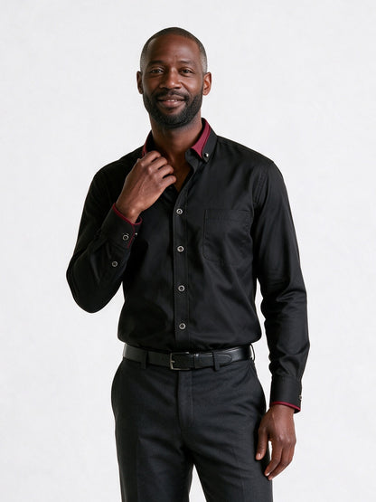 Laurence - Men's Contrast Collar Long Sleeve Dress Shirt - view 1