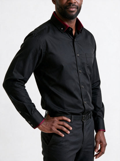 Laurence - Men's Contrast Collar Long Sleeve Dress Shirt - view 3