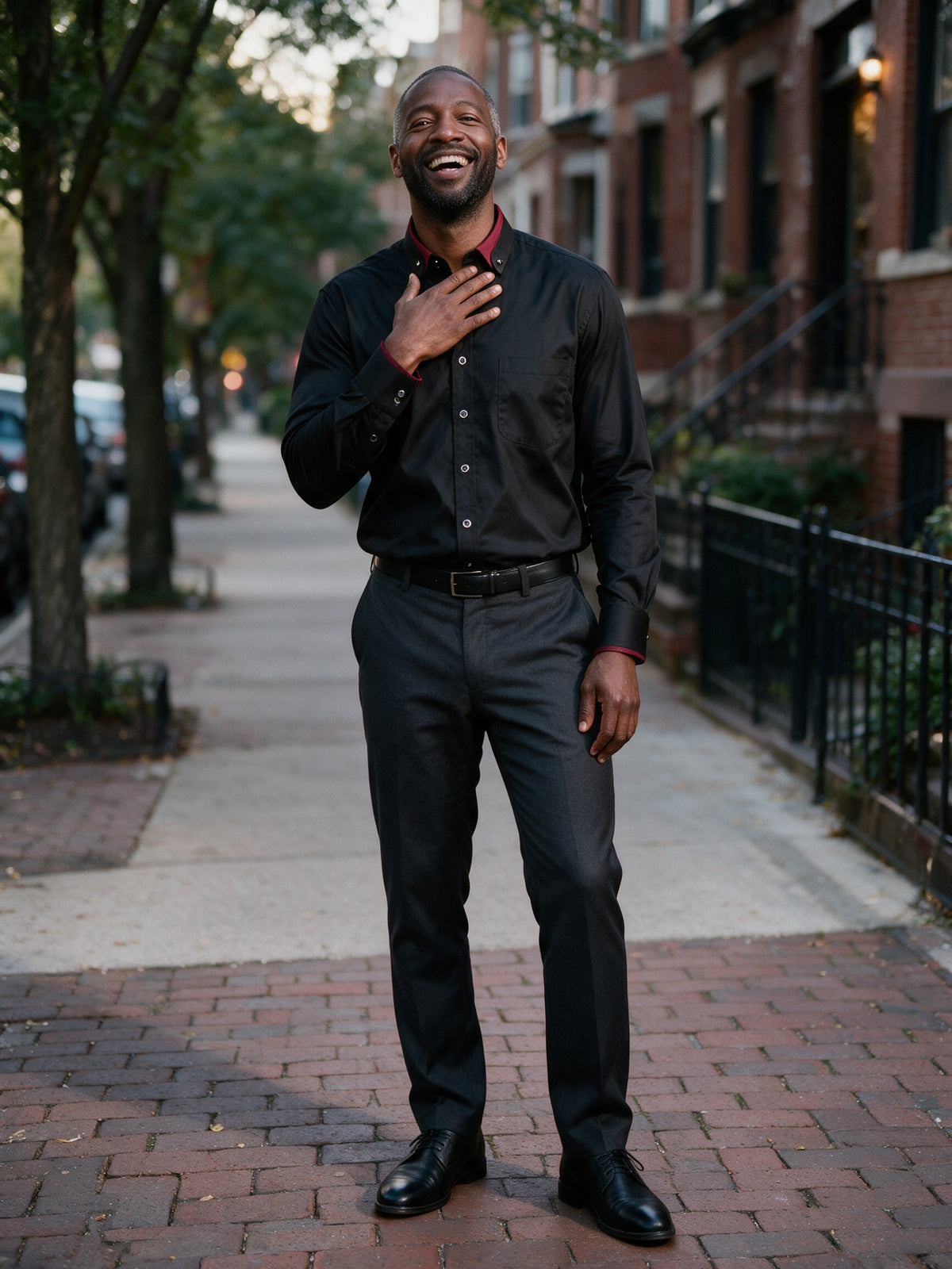 Laurence - Men's Contrast Collar Long Sleeve Dress Shirt - view 4