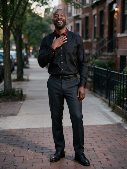 Laurence - Men's Contrast Collar Long Sleeve Dress Shirt - view 4